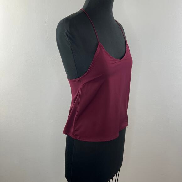 TOBI Burgundy Sleeveless Spaghetti Strap Lace Ladder T-Back Camisole Tank Sz XS - Picture 4 of 8